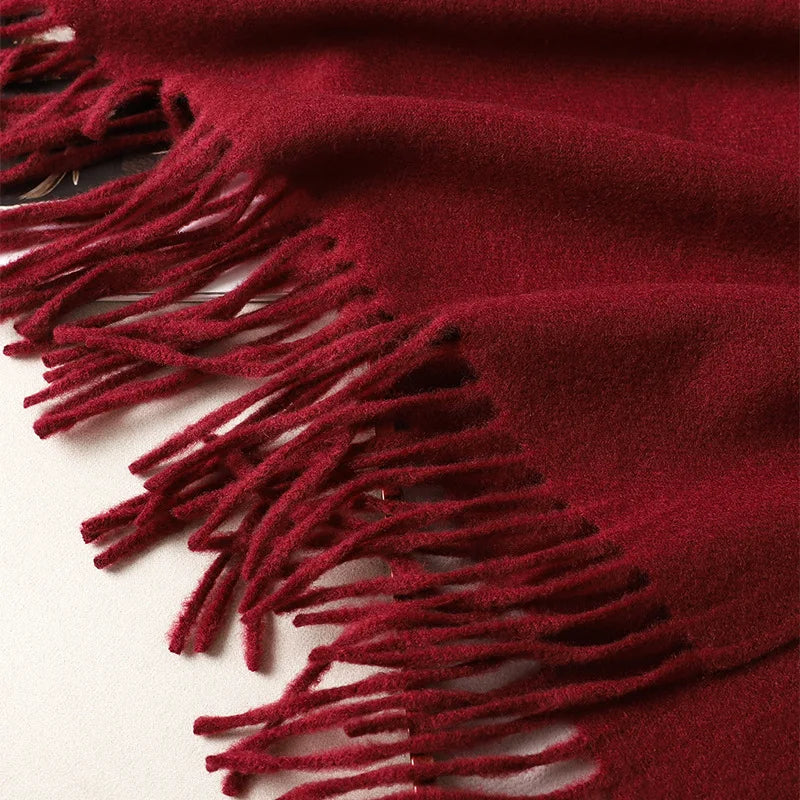 Cashmere-Feel Winter Scarf with Tassels – Warm Pashmina Shawl