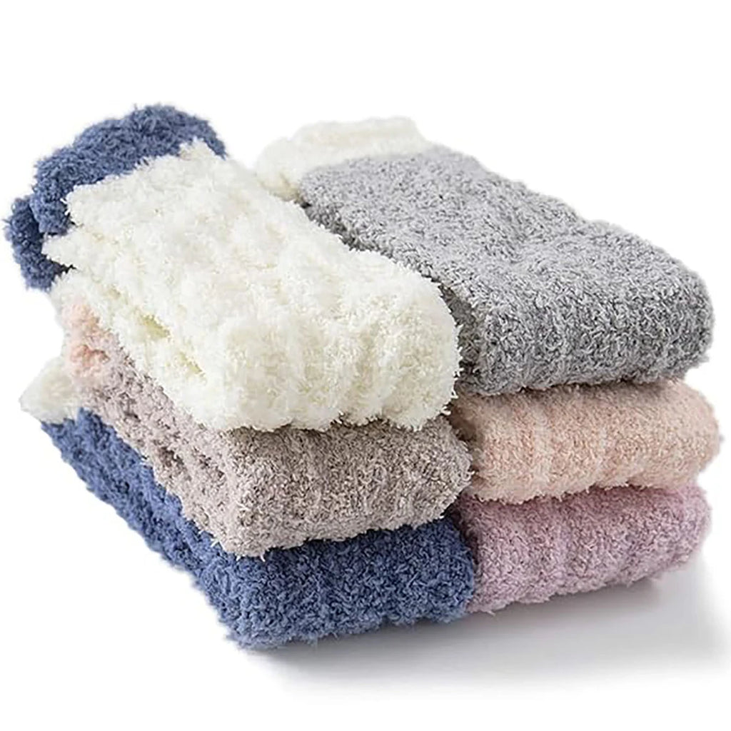 Fuzzy Winter Socks (6/12 Pairs) – Cozy Plush Socks for Women