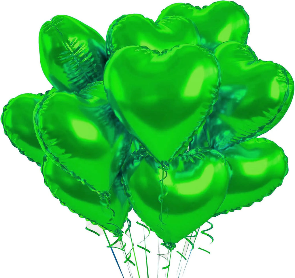 Heart Foil Balloons 18" (10 pcs) – Pink & Sage Green