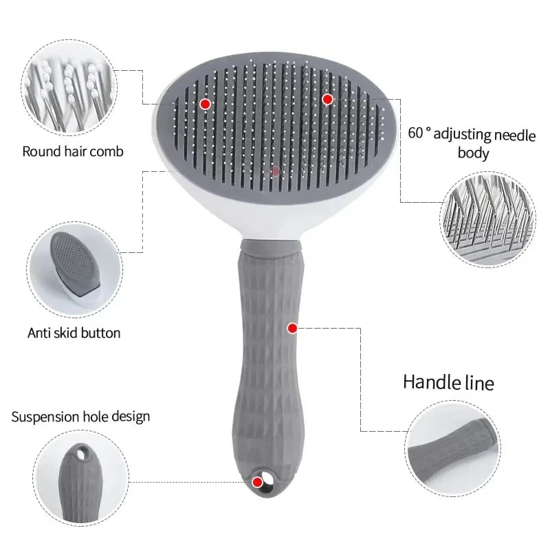 Self-Cleaning Pet Grooming Brush for Dogs & Cats
