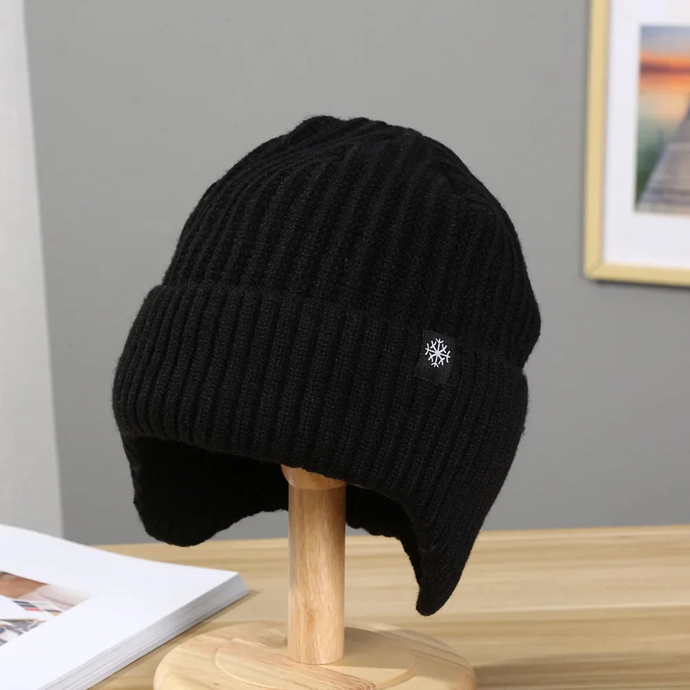 Men's Knitted Winter Hat with Earflaps – Fleece Lined