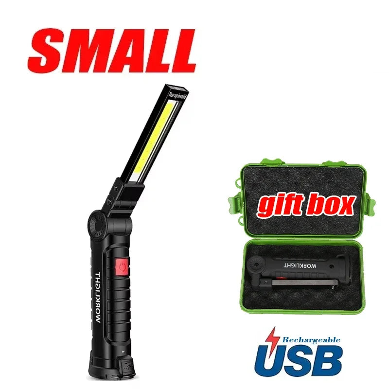 COB LED Work Light & Power Bank – Rechargeable Magnetic Flashlight