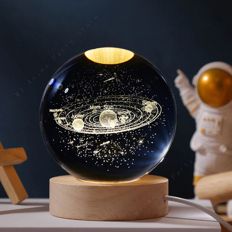 3D Crystal Ball Night Light – Saturn & Moon Galaxy Lamp
