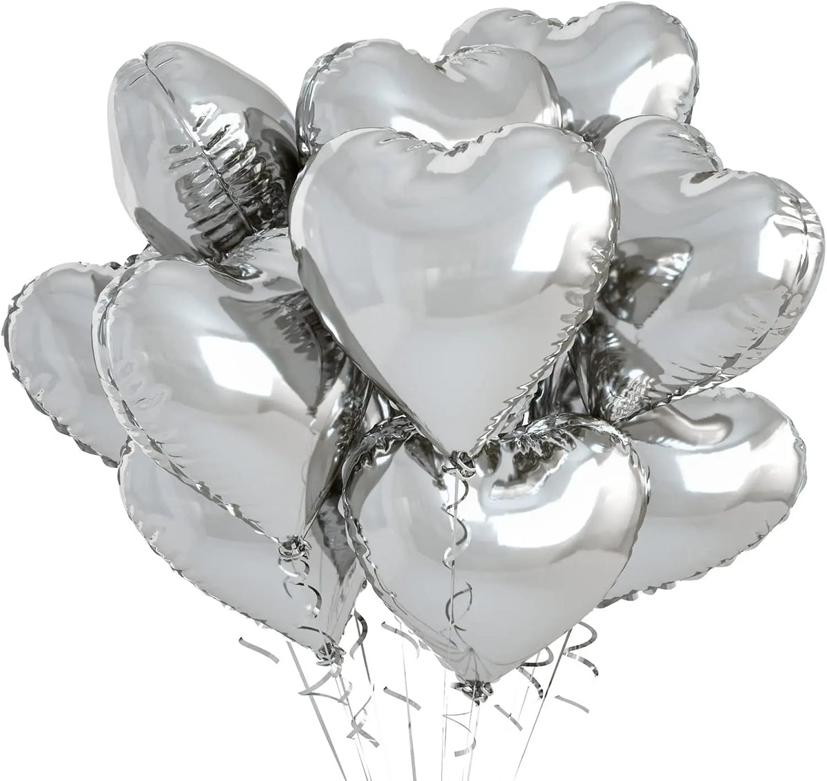 Heart Foil Balloons 18" (10 pcs) – Pink & Sage Green