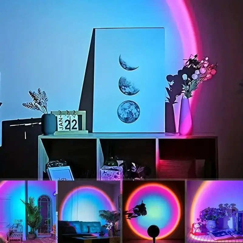 LED Sunset Projection Lamp – Rainbow Mood Light