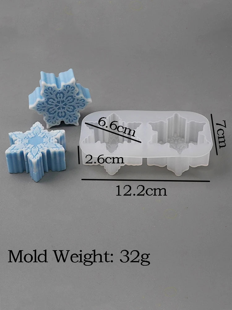 3D Snowflake Silicone Candle Mold – Christmas Ornament Making