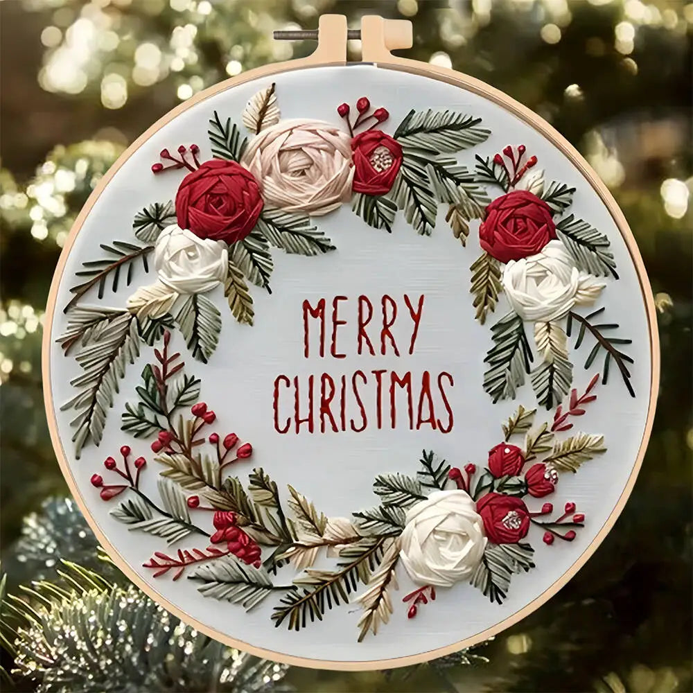 Christmas Embroidery Kit for Beginners – Wreath & Winter Designs