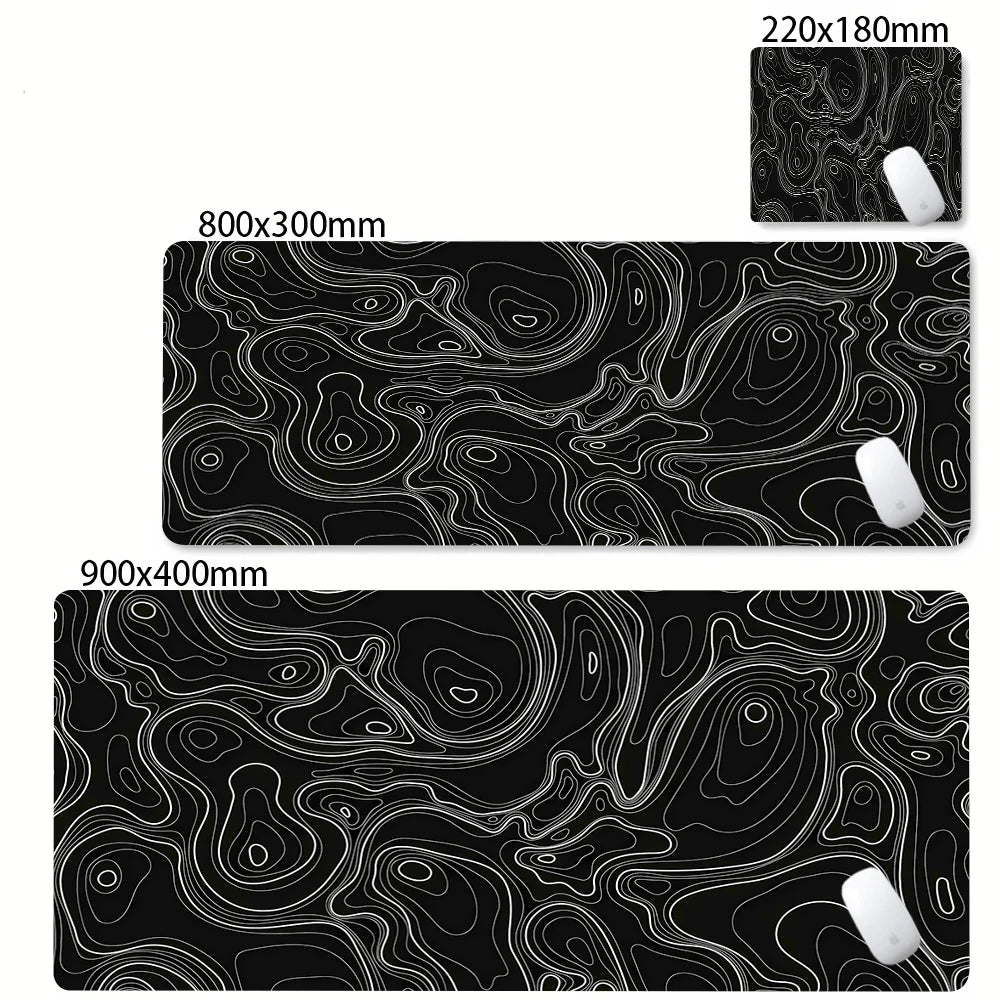 Large Gaming Mouse Pad – Black & White Abstract Desk Mat