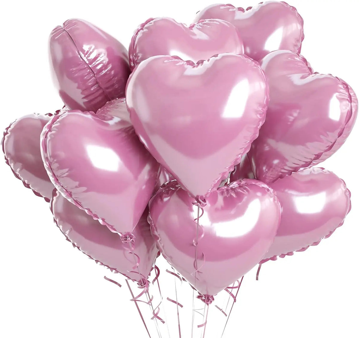 Heart Foil Balloons 18" (10 pcs) – Pink & Sage Green