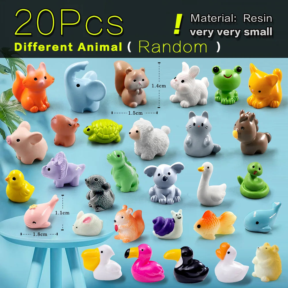 Mini Animal Figurines (20 pcs) – Fairy Garden & Christmas Decor