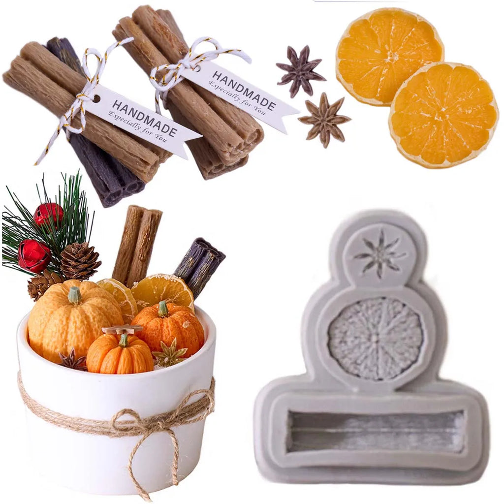 3D Cinnamon, Star Anise & Lemon Silicone Mold – Christmas Baking & Candles