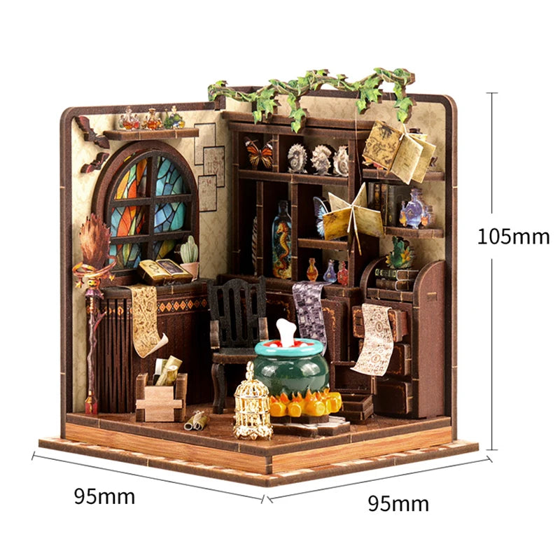 DIY Miniature Wooden Dollhouse Kit with LED Light – 3D Puzzle Gift
