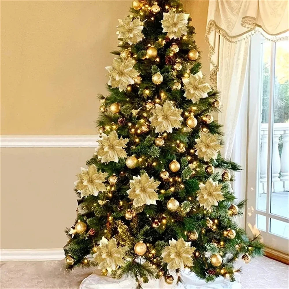 Glitter Christmas Flower Ornaments – Christmas Tree Decorations