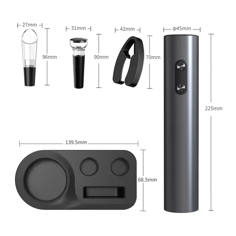 Electric Wine Opener Gift Set – Stopper & Pourer Included