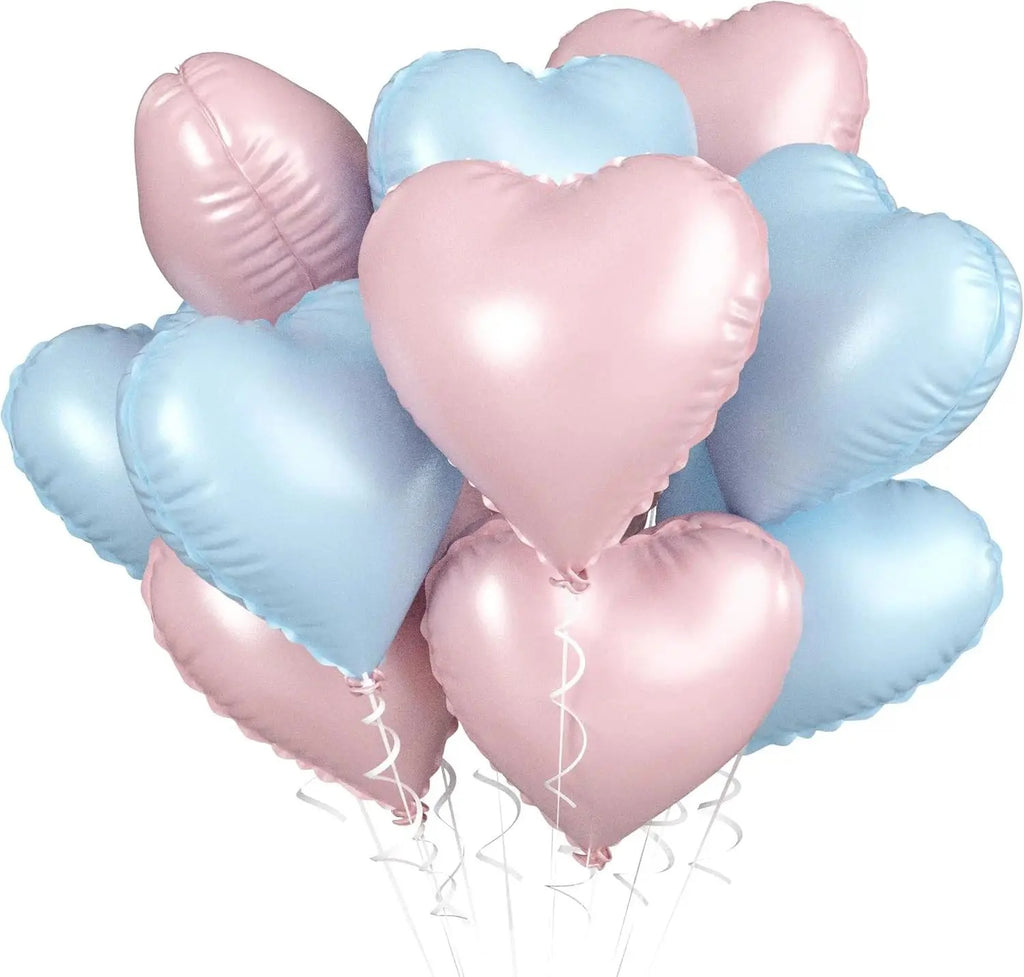 Heart Foil Balloons 18" (10 pcs) – Pink & Sage Green