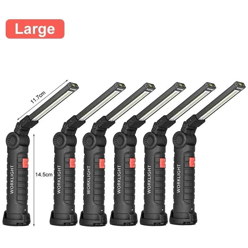 COB LED Work Light & Power Bank – Rechargeable Magnetic Flashlight