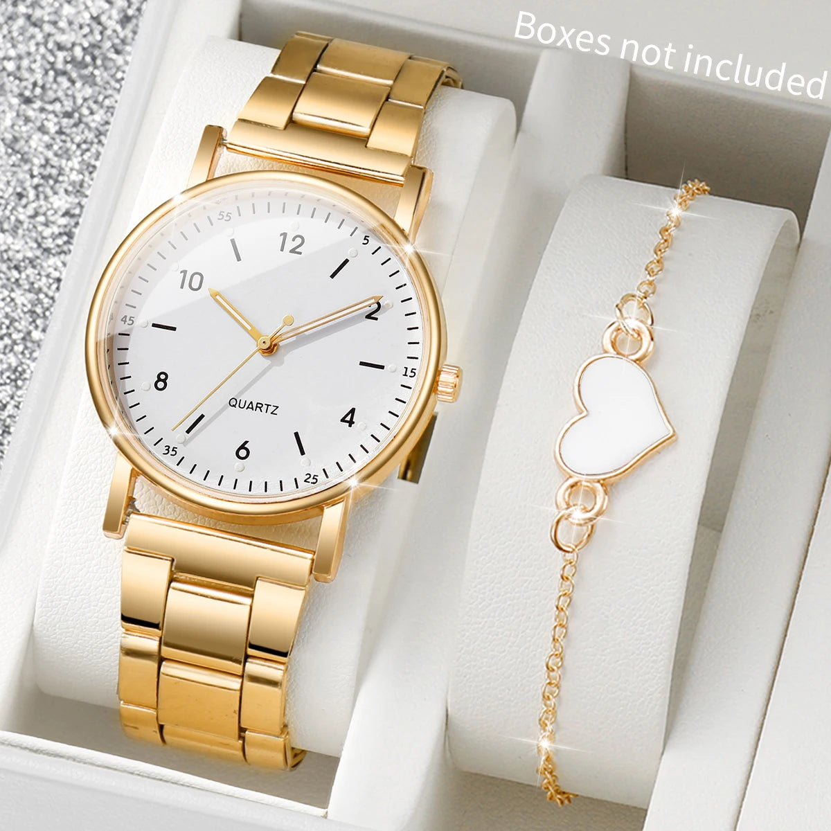 Women's Arabic Dial Quartz Watch & Bracelet Set