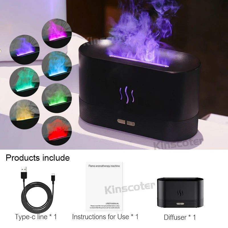 Flame Aroma Diffuser & Humidifier – 7 Color USB Desktop Diffuser