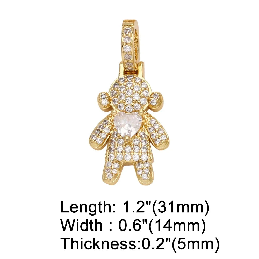 CZ Crystal Heart Charm Tennis Chain Necklace