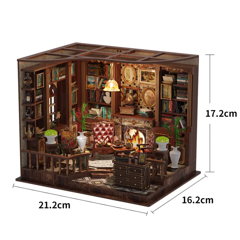DIY Miniature Wooden Dollhouse Kit with LED Light – 3D Puzzle Gift