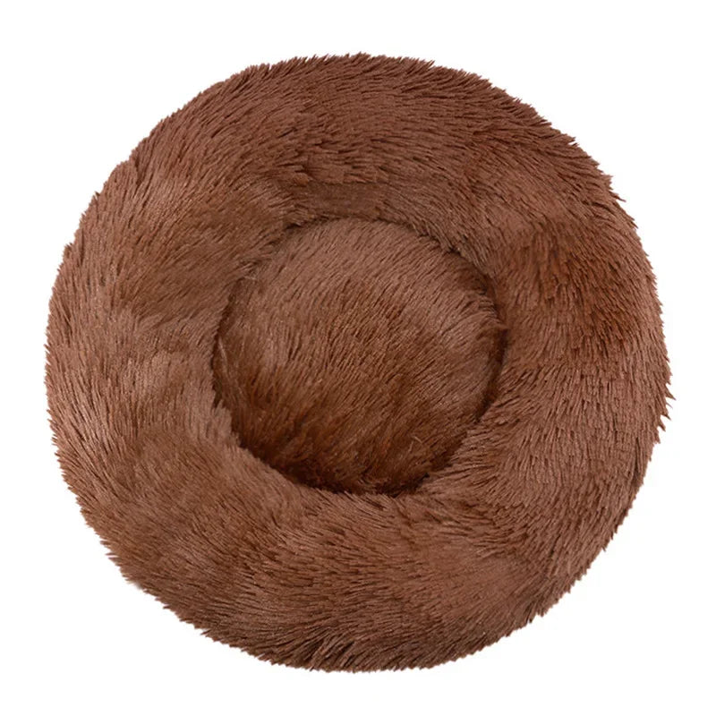 Round Plush Pet Bed 40–90 cm – Soft Warm Bed for Dogs & Cats