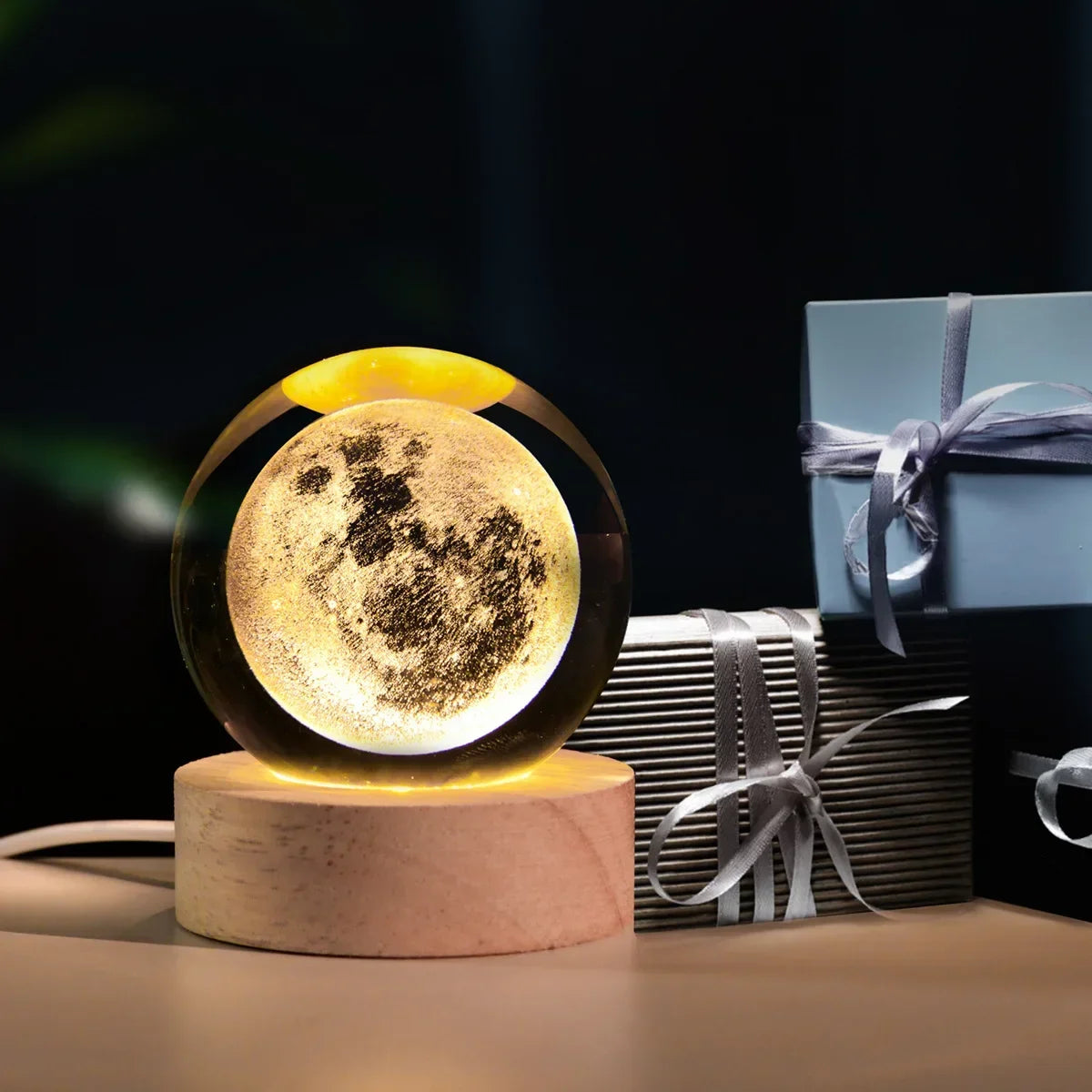 Galaxy Crystal Ball Night Light – Solar System Lamp