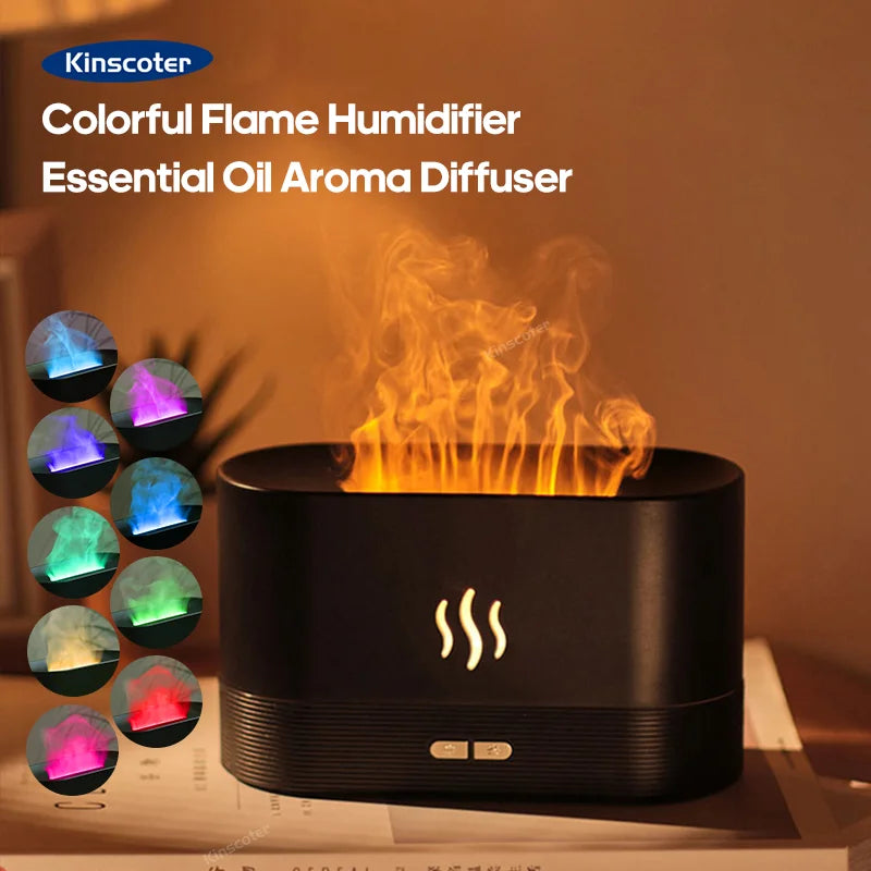 Flame Aroma Diffuser & Humidifier – 7 Color USB Desktop Diffuser