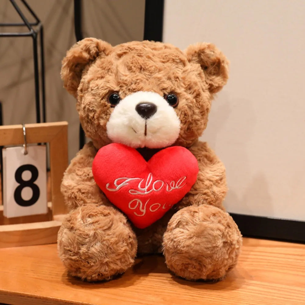 Rose Bear Plush Toy with Red Heart – Romantic Valentine's Gift