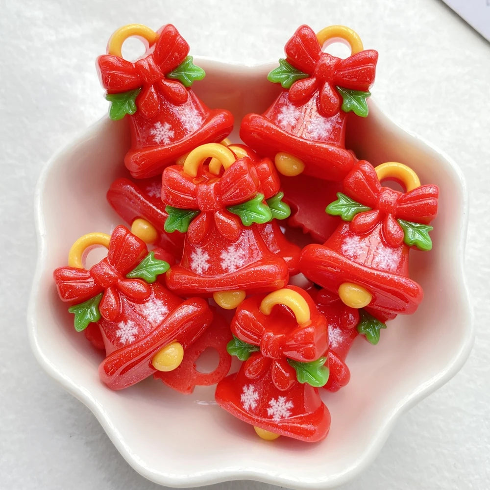 Resin Christmas Charms (10 pcs) – Snowman, Tree & Bell for Crafts