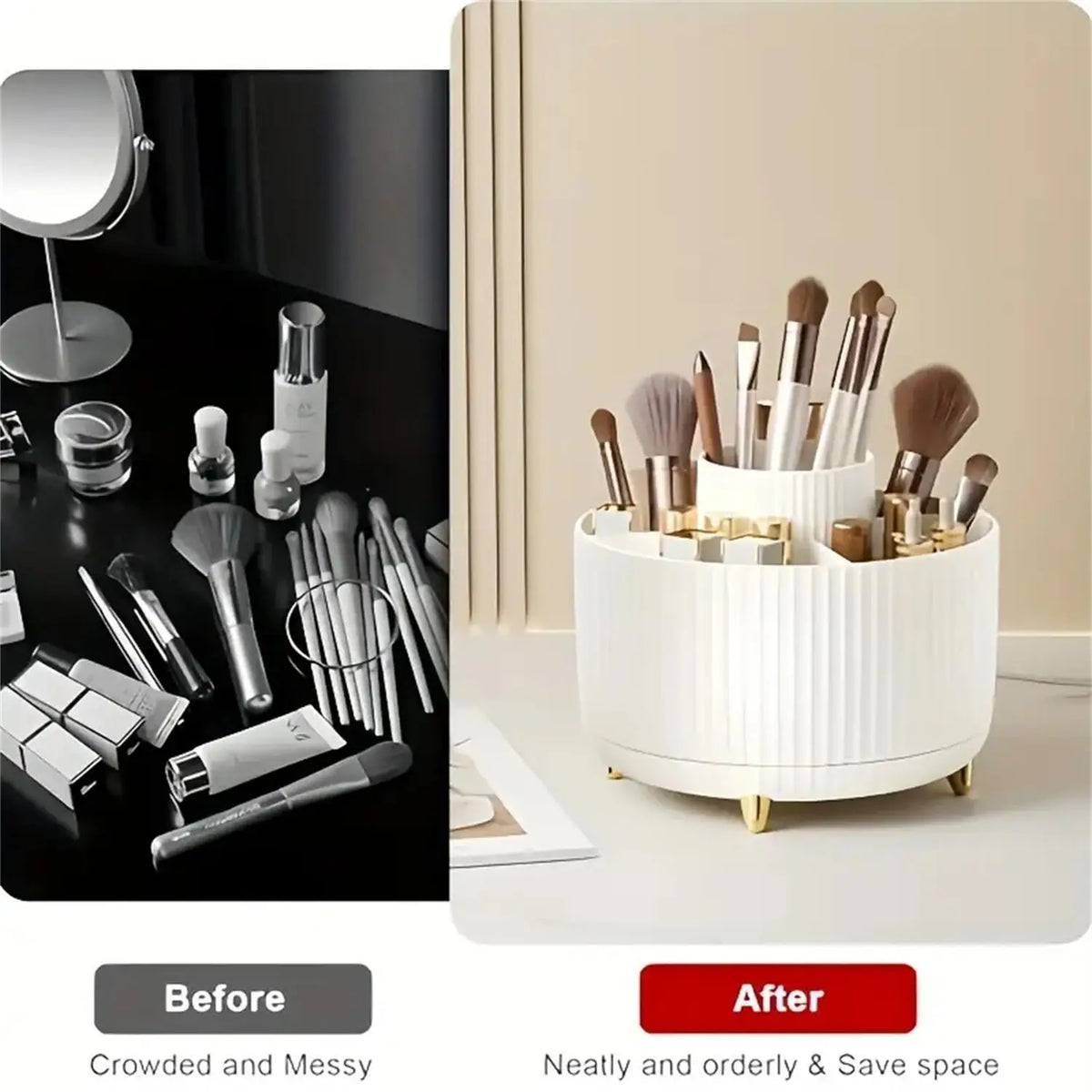 360° Rotating Makeup Organizer – 5 Compartments
