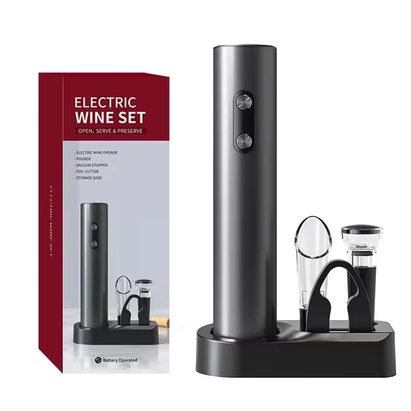 Electric Wine Opener Gift Set – Stopper & Pourer Included