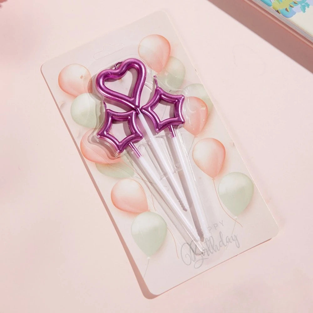 Heart & Star Birthday Cake Candles Set