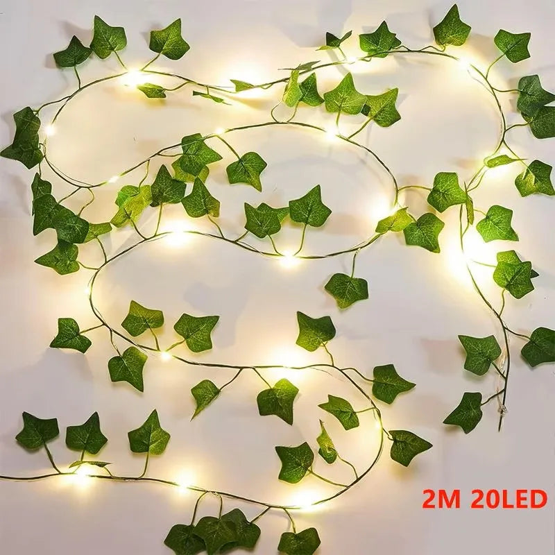 Artificial Ivy Leaf Fairy Lights 2 m – Green Vine String Lights