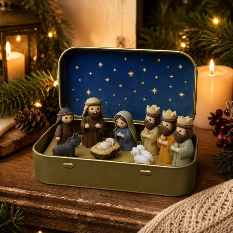 Pocket Nativity Scene in Metal Tin – Christmas Keepsake