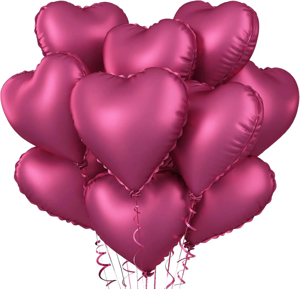Heart Foil Balloons 18" (10 pcs) – Pink & Sage Green