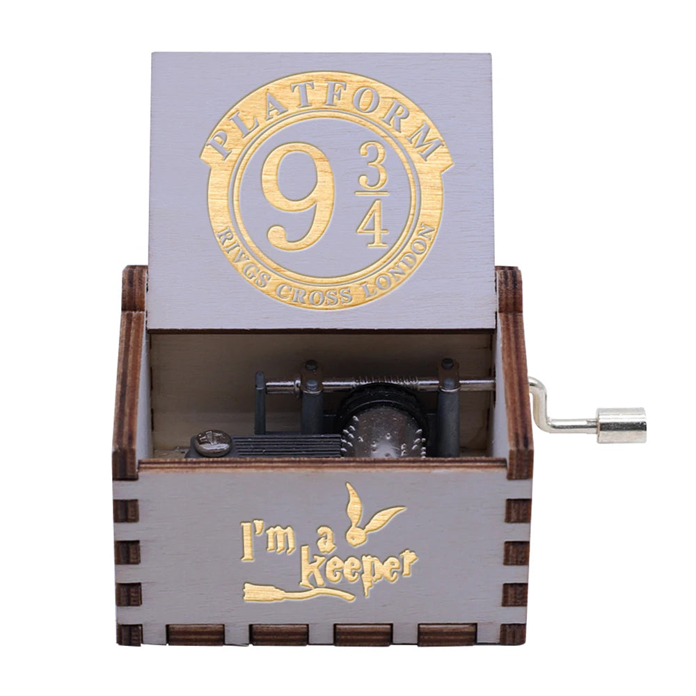 Hand-Crank Wooden Music Box – Carved Vintage Gift