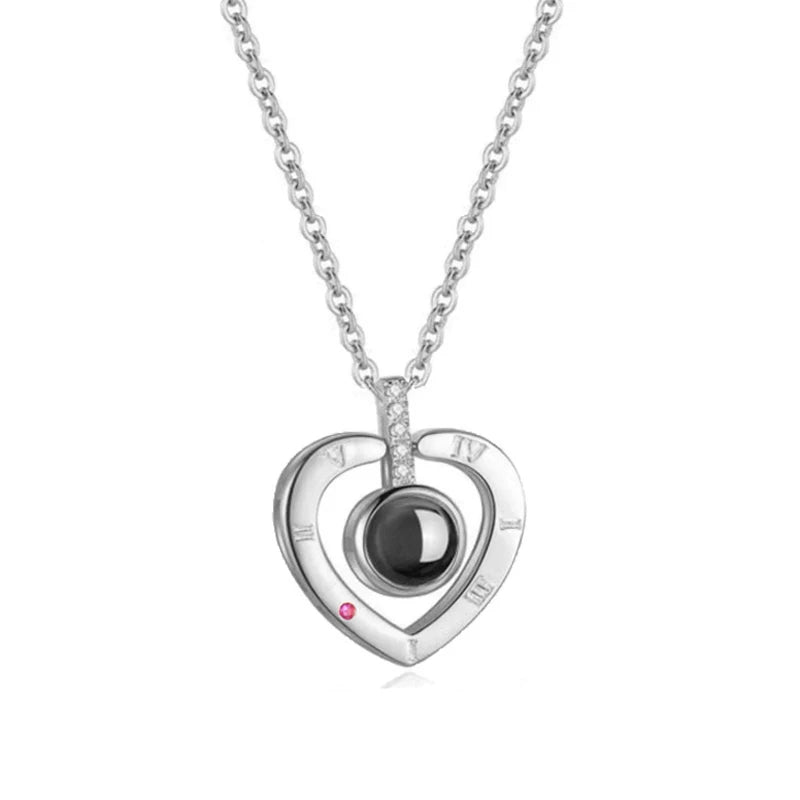 "I Love You" Projection Necklace – 100 Languages Heart Pendant