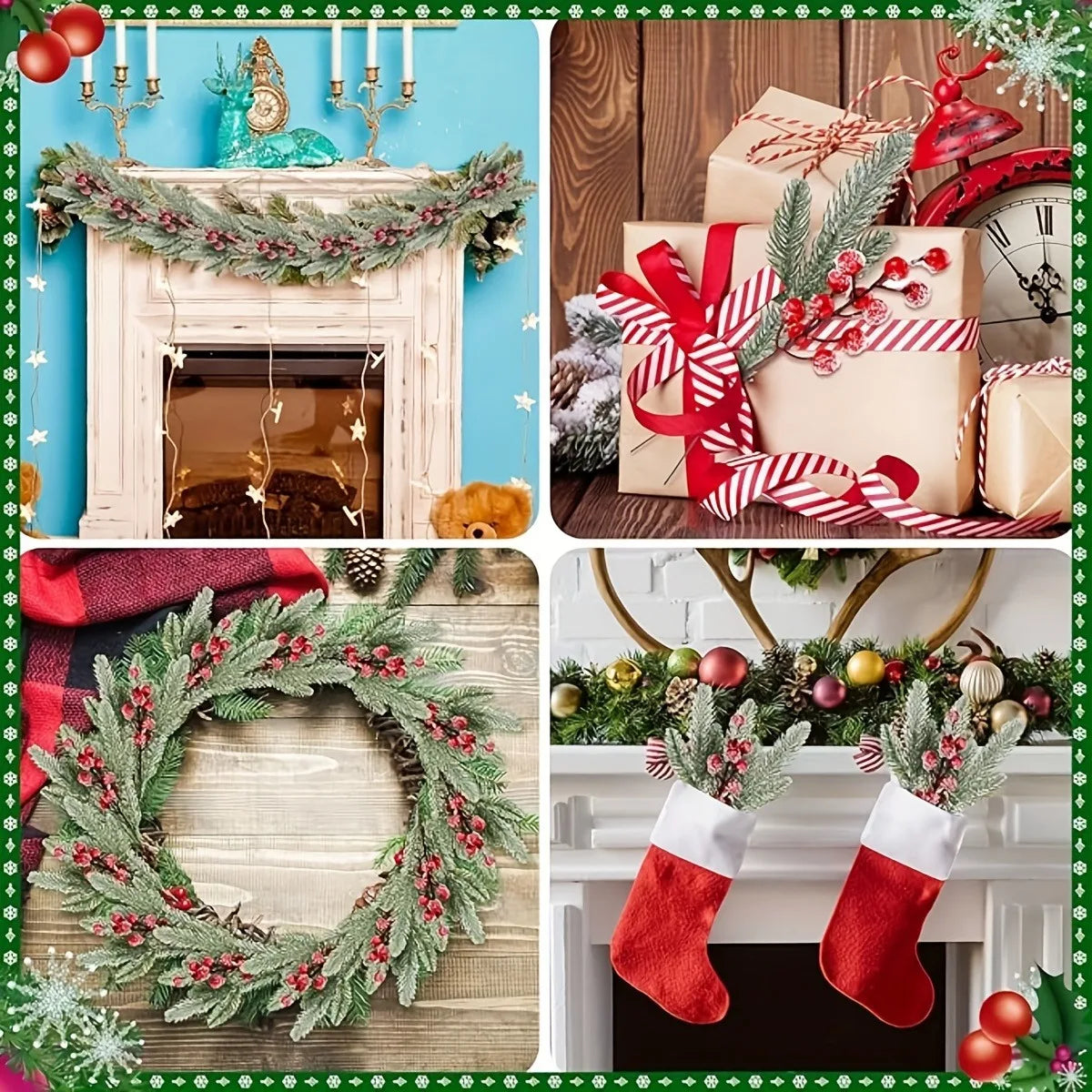 Snowy Pine & Berry Picks – Christmas Tree & Wreath Decor