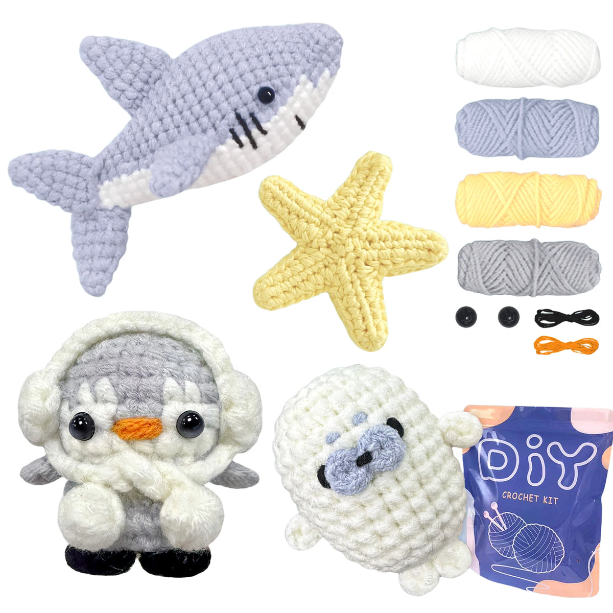 Crochet Kit for Beginners – Animal Amigurumi Starter Set