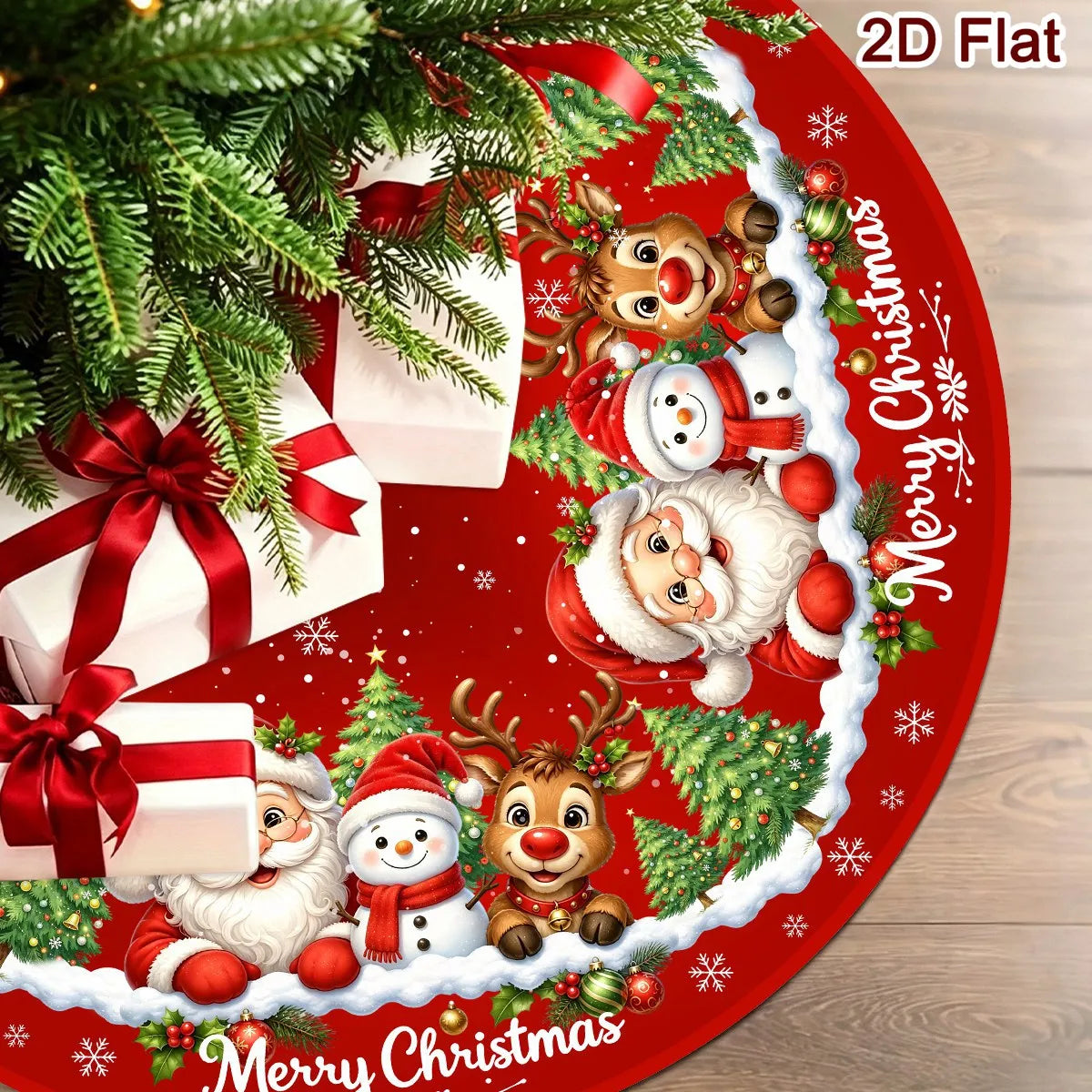 Christmas Tree Skirt 60/90 cm – Santa & Snowman Print