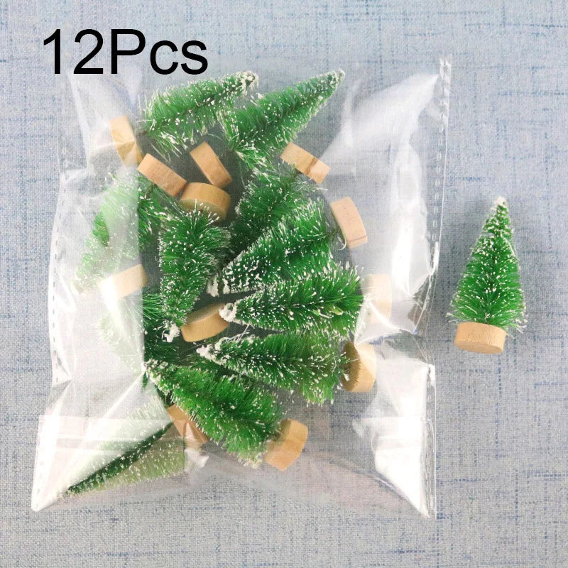 Mini Sisal Christmas Trees (12 pcs) – Snowy Tabletop Decor