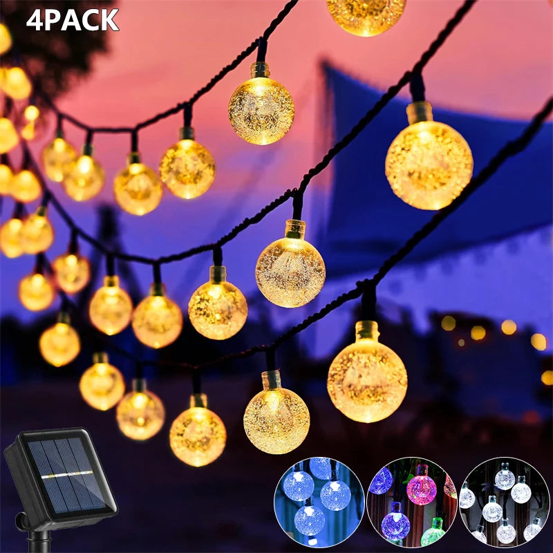 Solar Crystal Globe String Lights 60 LED – Outdoor Garden Lights
