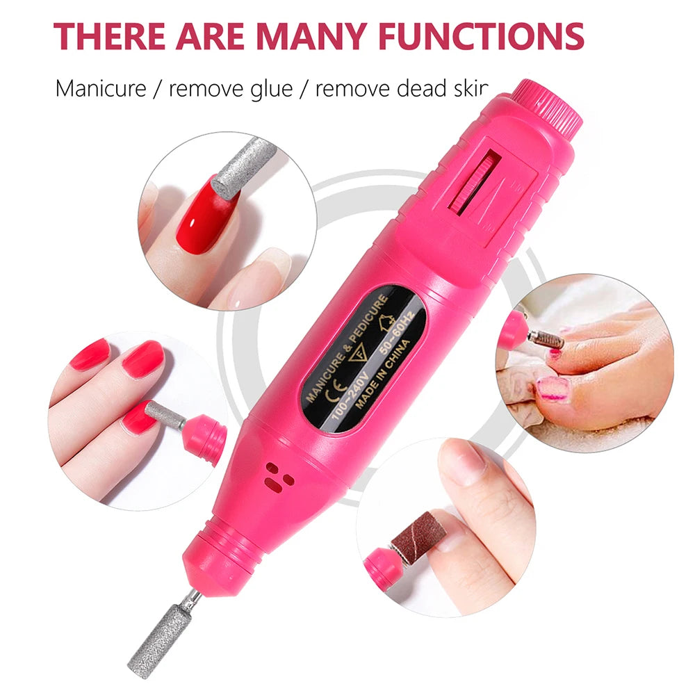 Electric Nail Drill & Manicure Kit with Nail Lamp