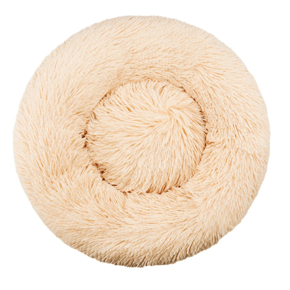 Round Plush Pet Bed 40–90 cm – Soft Warm Bed for Dogs & Cats