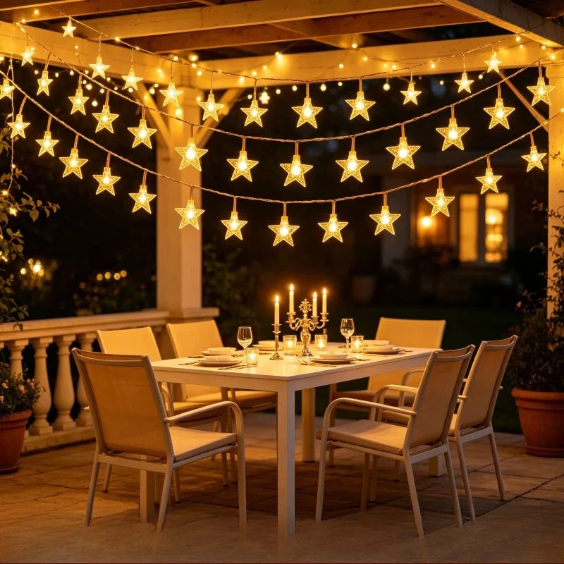 LED Star Chain Lights – Outdoor Fairy Garland