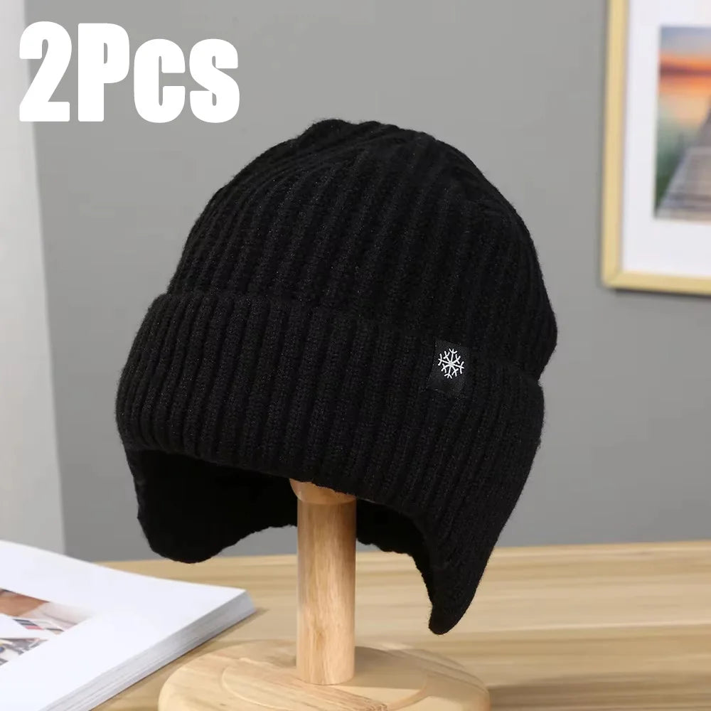 Men's Knitted Winter Hat with Earflaps – Fleece Lined