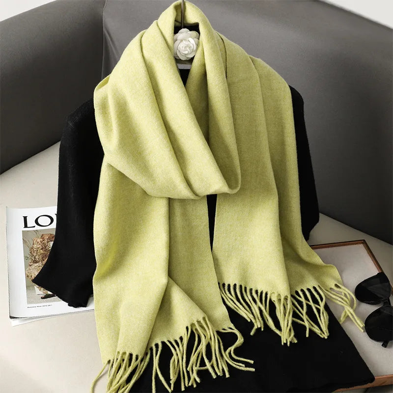 Cashmere-Feel Winter Scarf with Tassels – Warm Pashmina Shawl