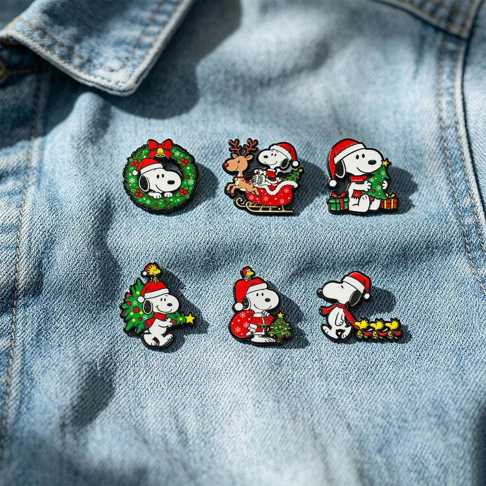 Cute Puppy Christmas Enamel Pins (6 pcs)