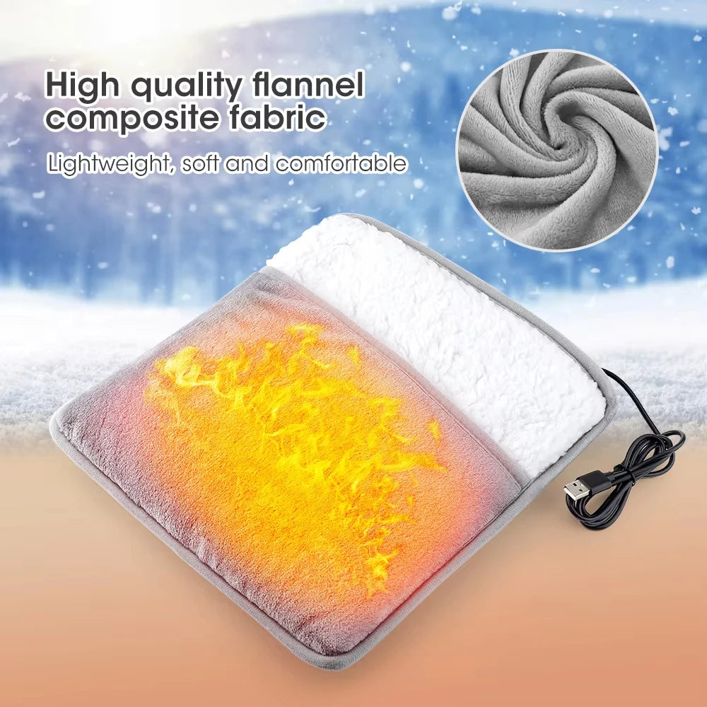 USB Heated Foot Warmer – Soft Plush Washable Heating Pad