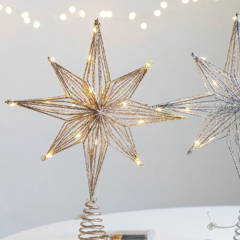 LED Star Christmas Tree Topper with String Lights